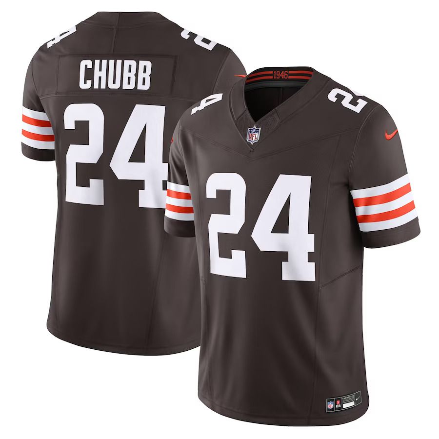 Men Cleveland Browns #24 Nick Chubb Nike Brown Vapor F.U.S.E. Limited NFL Jersey